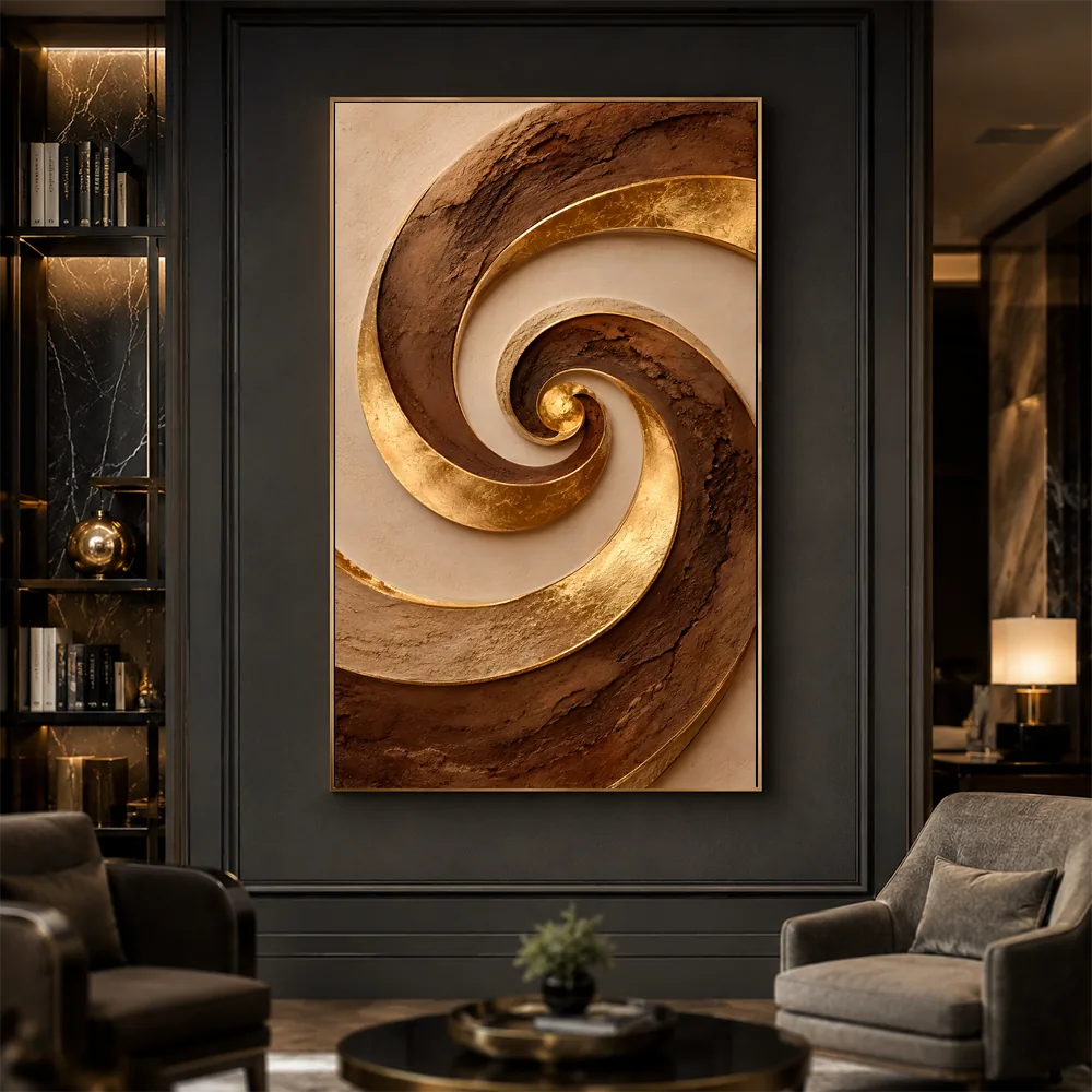 Arte Digital + Mockups - Espiral terrena de argila e ouro