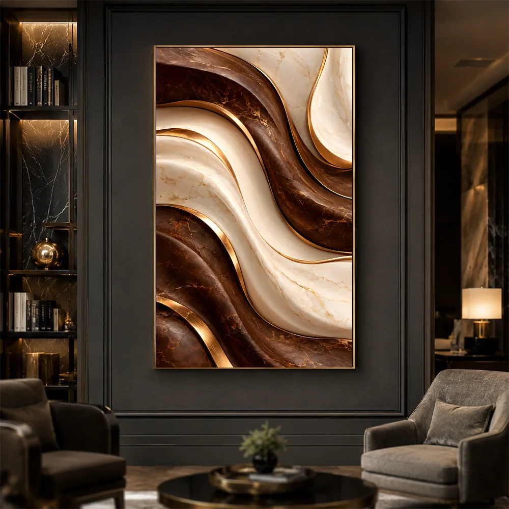 Arte Digital + Mockups - Ondas áureas em relevo-1